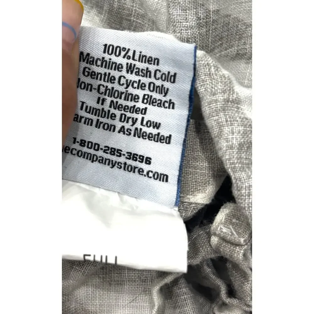 The Company Store Zebra 100% Linen Full Size Duvet Cover Gray White
